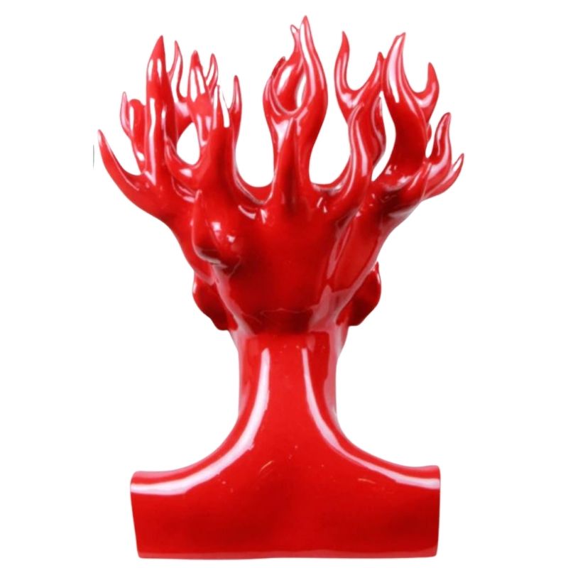 Estátua da mulher de vaso vermelho