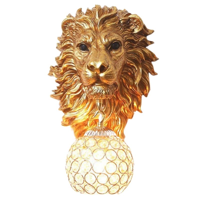 Estátua Decoração de Lion Gold