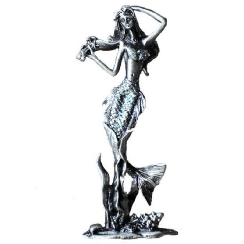 Estátua Mulher Sirene de Prata